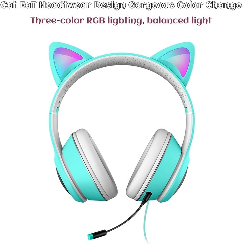 VIGROS Cat Ear Gaming Headphones Wired AUX 3.5mm with LED Light, Flashing Stereo Game Headphones Surround Sound Over-Ear Headsets with Microphone Fit Kids & Adult for PC, PS4, Switch, Mobile, Laptop - Image 4